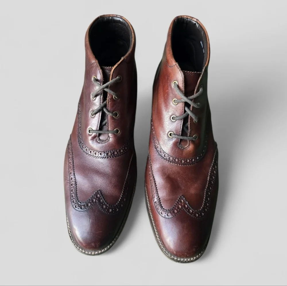 Cole Haan Liam Chukka Il Men's Wingtip Leather Ankle Boots Brogue Lace